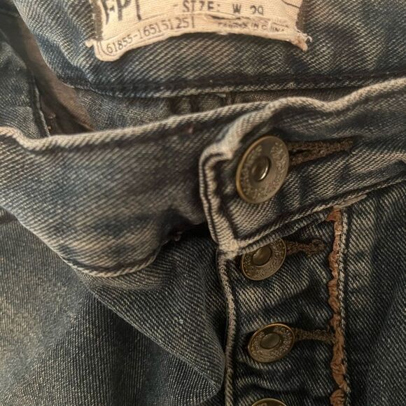 Free People Black Jean Shorts Distressed Cut-Off Style - Picture 8 of 8